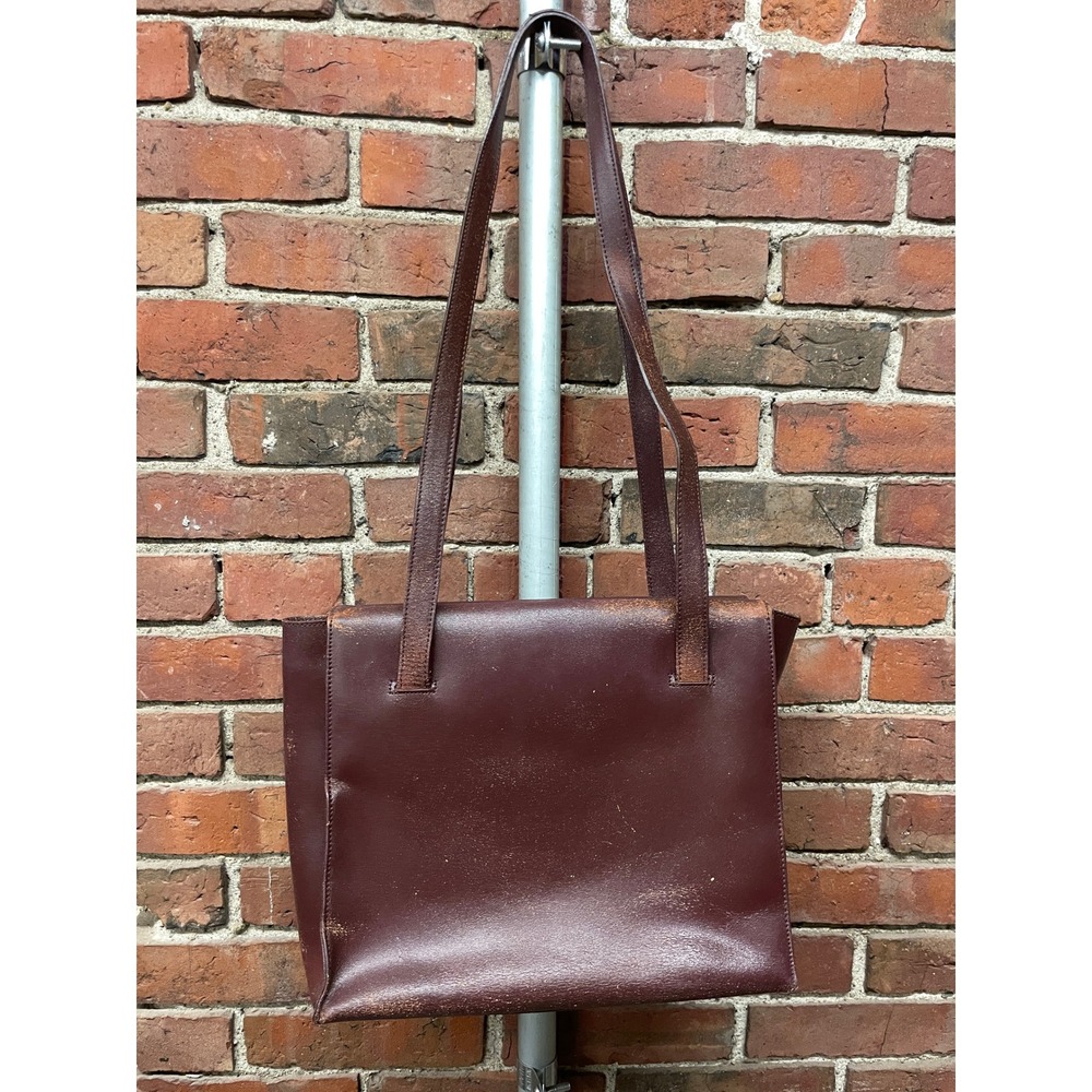 Missoni Leather Tote Bag Burgundy Textured Stitch Shoulder Purse Womens M VTG - Picture 8 of 16